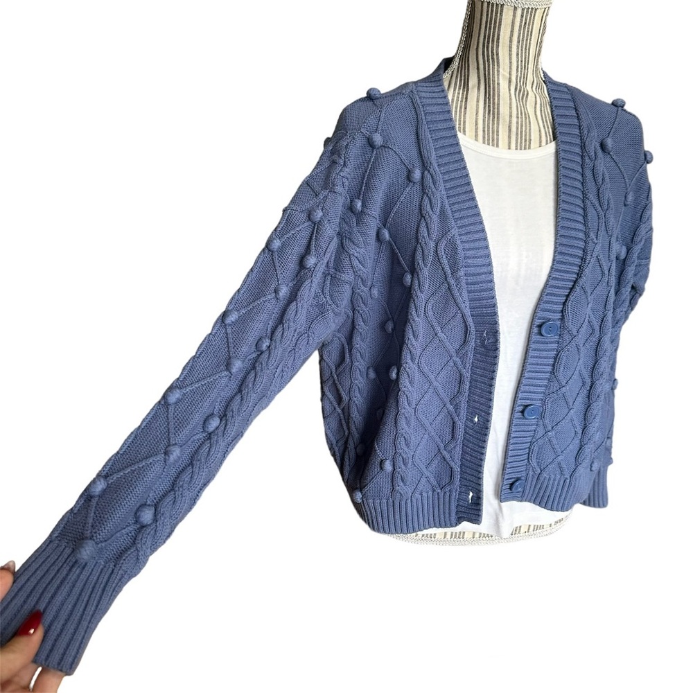 Forever 21 Cable Knit Cozy 
Chunky Cardigan Sweater Baby Blue Size Medium